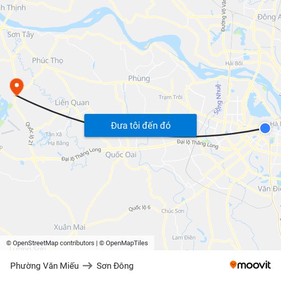 Phường Văn Miếu to Sơn Đông map