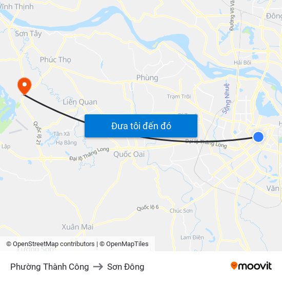 Phường Thành Công to Sơn Đông map
