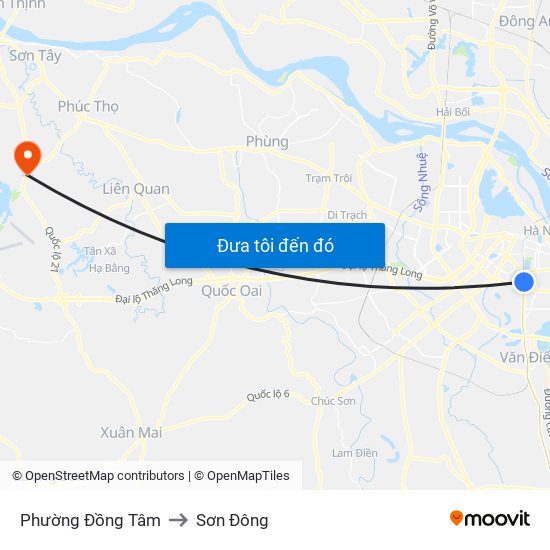 Phường Đồng Tâm to Sơn Đông map