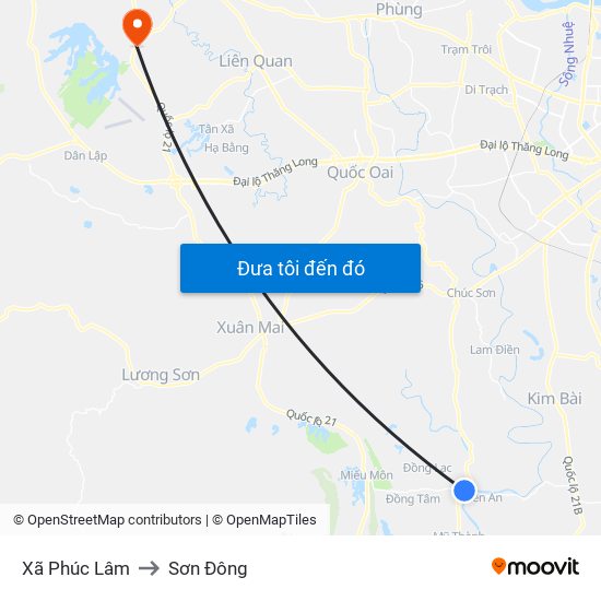 Xã Phúc Lâm to Sơn Đông map