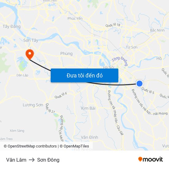 Văn Lâm to Sơn Đông map