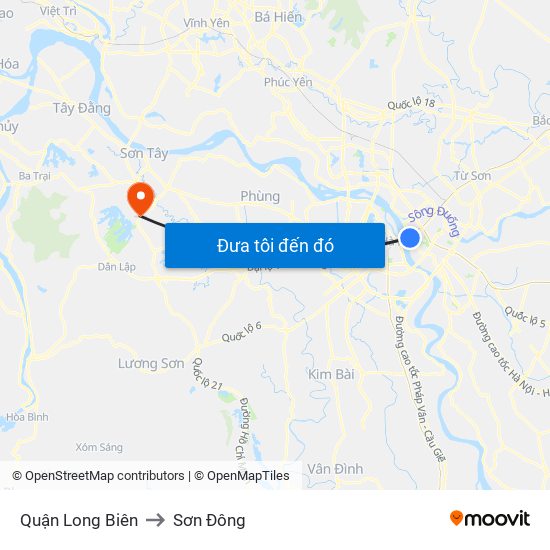 Quận Long Biên to Sơn Đông map