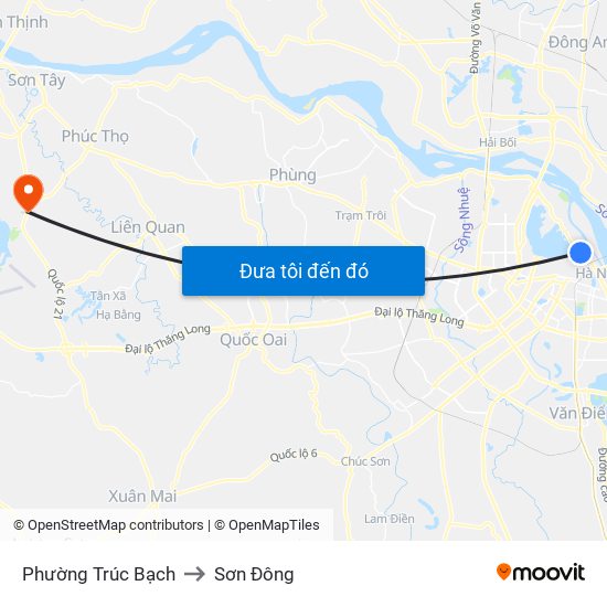 Phường Trúc Bạch to Sơn Đông map