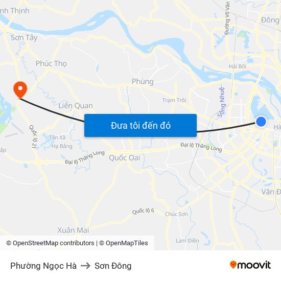 Phường Ngọc Hà to Sơn Đông map