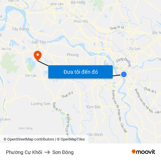 Phường Cự Khối to Sơn Đông map