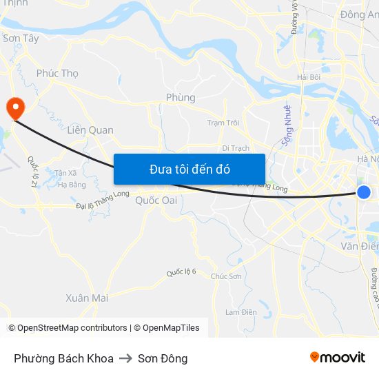 Phường Bách Khoa to Sơn Đông map