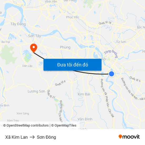 Xã Kim Lan to Sơn Đông map