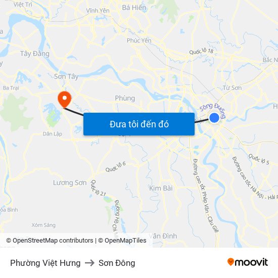 Phường Việt Hưng to Sơn Đông map