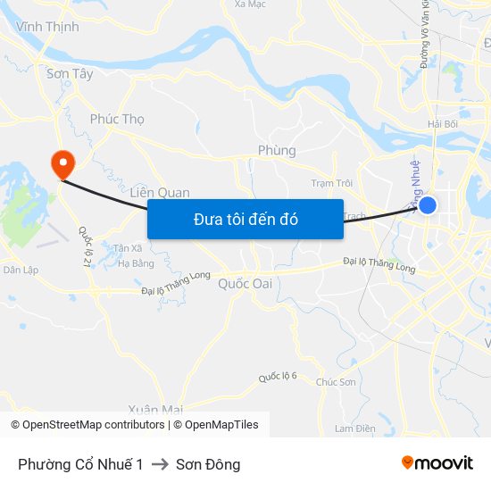 Phường Cổ Nhuế 1 to Sơn Đông map