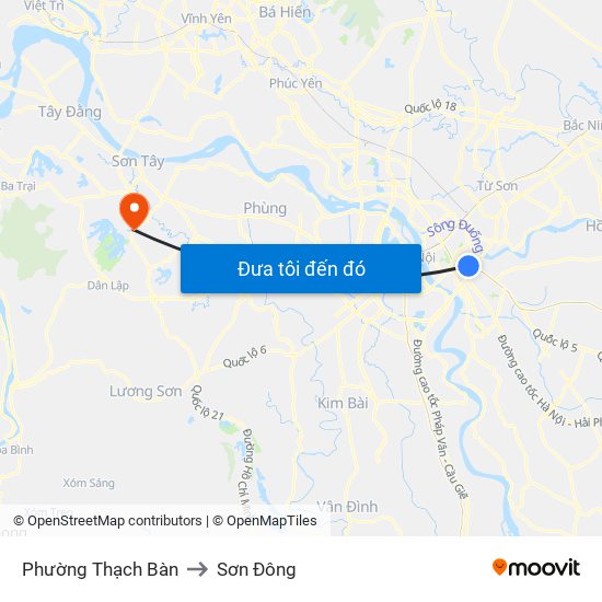 Phường Thạch Bàn to Sơn Đông map