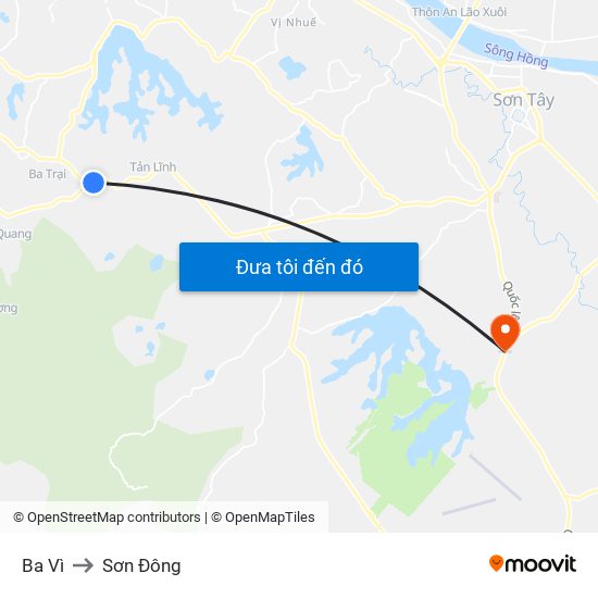 Ba Vì to Sơn Đông map