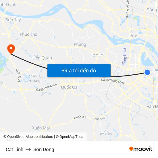 Cát Linh to Sơn Đông map