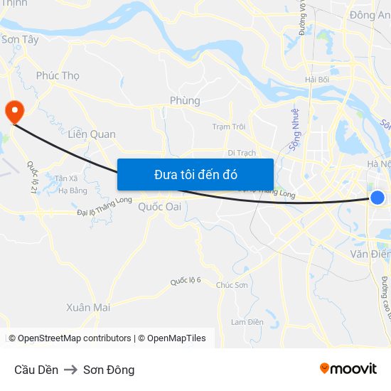 Cầu Dền to Sơn Đông map