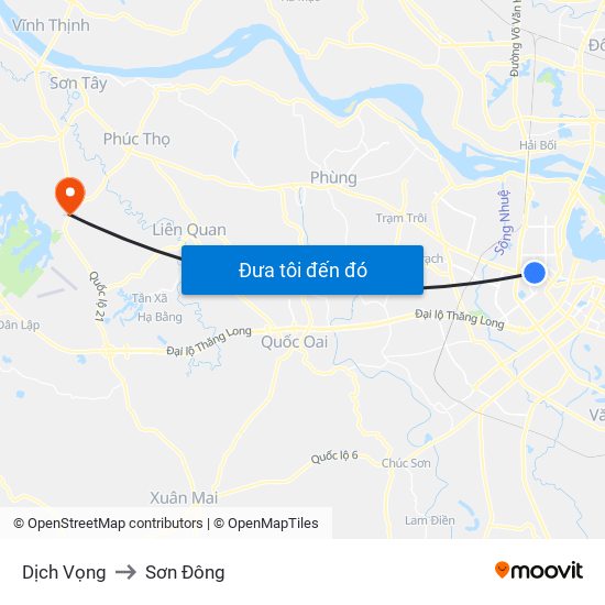 Dịch Vọng to Sơn Đông map