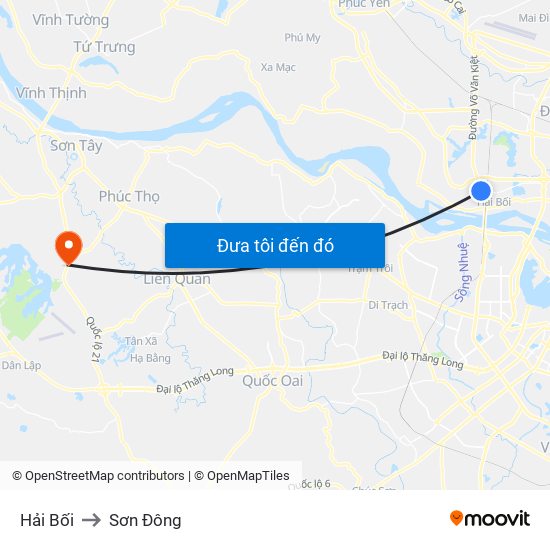 Hải Bối to Sơn Đông map