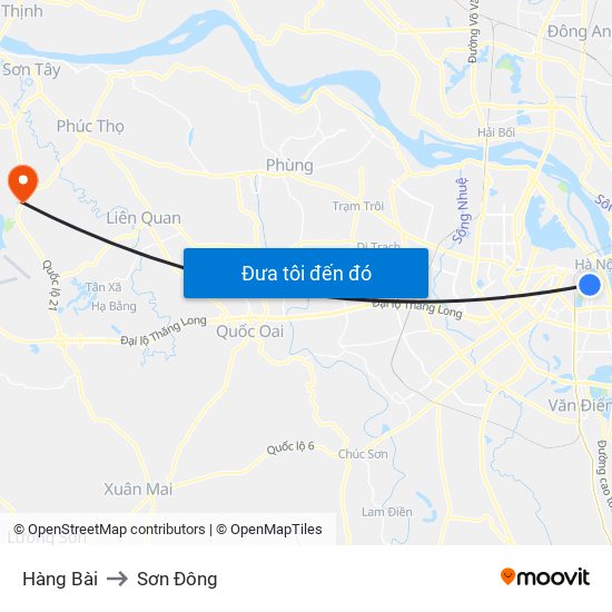 Hàng Bài to Sơn Đông map