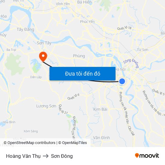 Hoàng Văn Thụ to Sơn Đông map