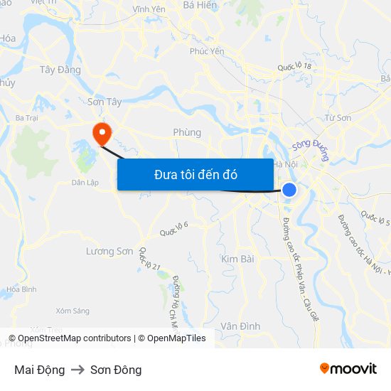 Mai Động to Sơn Đông map