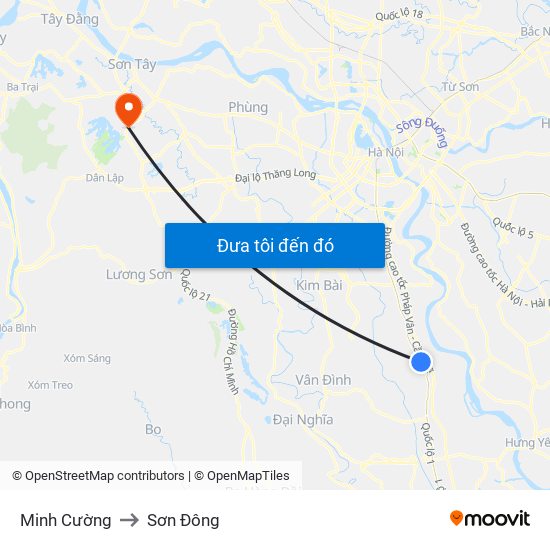 Minh Cường to Sơn Đông map