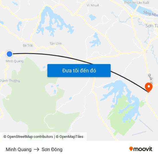 Minh Quang to Sơn Đông map