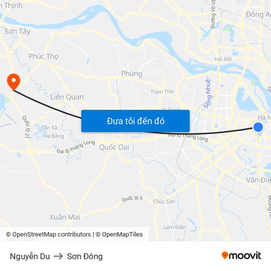 Nguyễn Du to Sơn Đông map