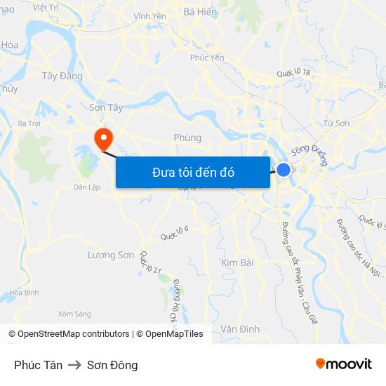 Phúc Tân to Sơn Đông map