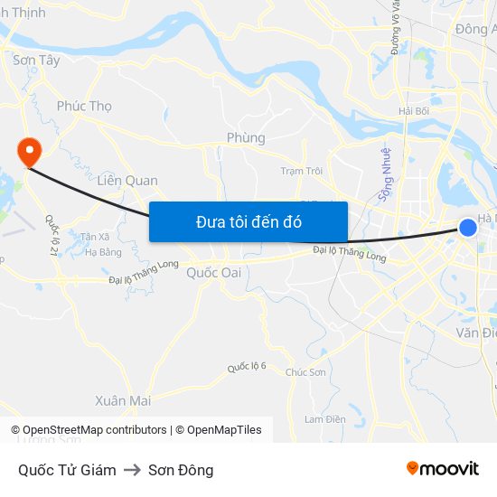 Quốc Tử Giám to Sơn Đông map