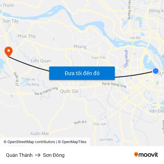 Quán Thánh to Sơn Đông map