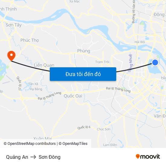 Quảng An to Sơn Đông map