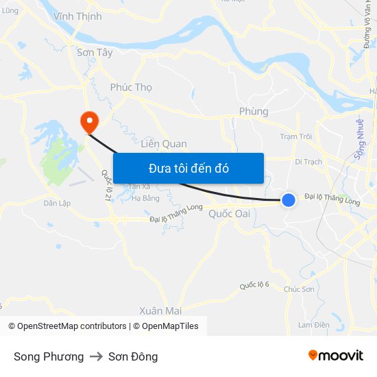 Song Phương to Sơn Đông map