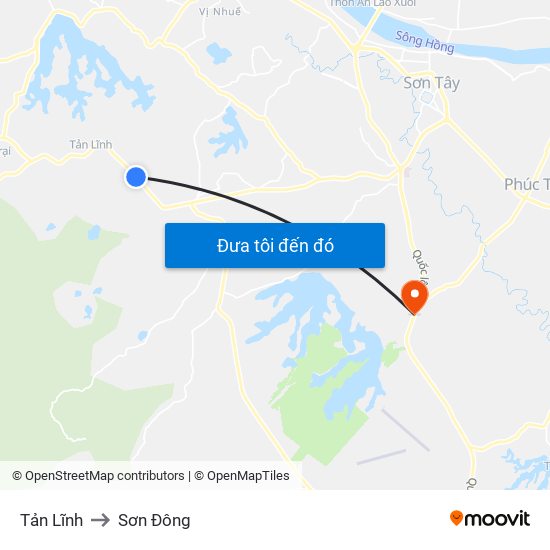 Tản Lĩnh to Sơn Đông map