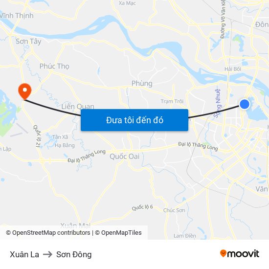 Xuân La to Sơn Đông map