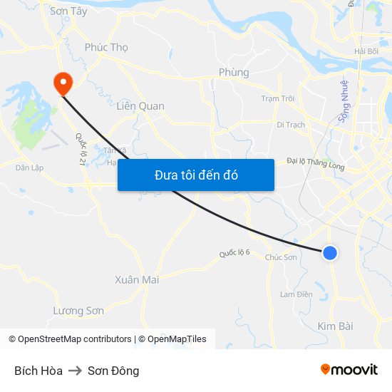 Bích Hòa to Sơn Đông map