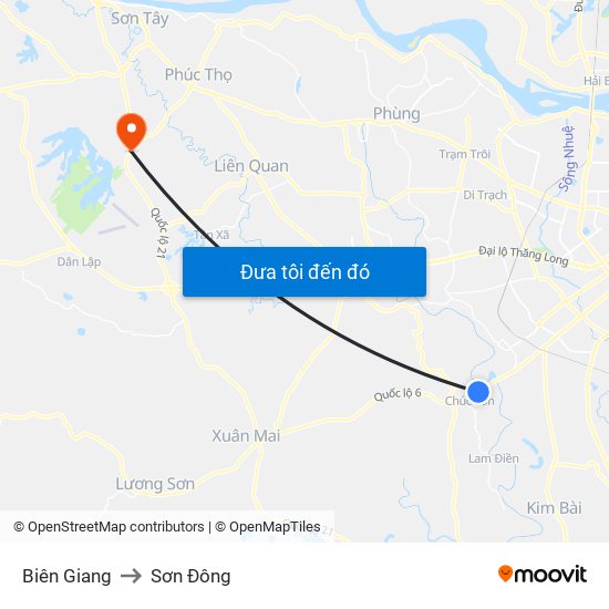 Biên Giang to Sơn Đông map