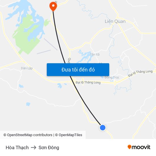 Hòa Thạch to Sơn Đông map