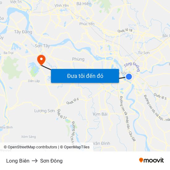 Long Biên to Sơn Đông map