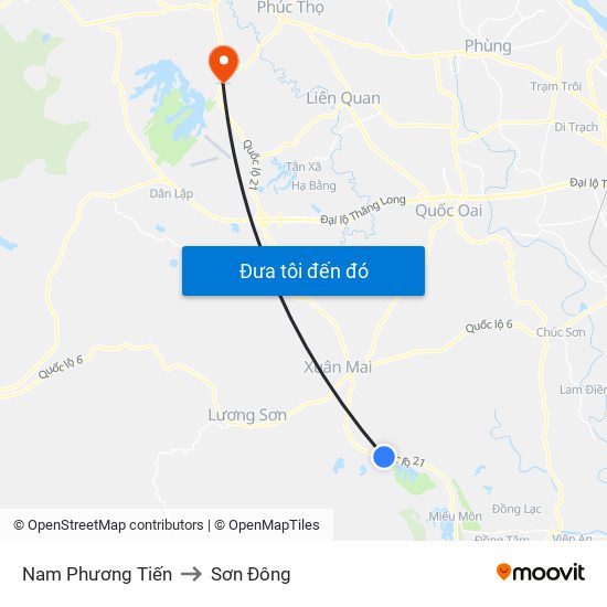 Nam Phương Tiến to Sơn Đông map