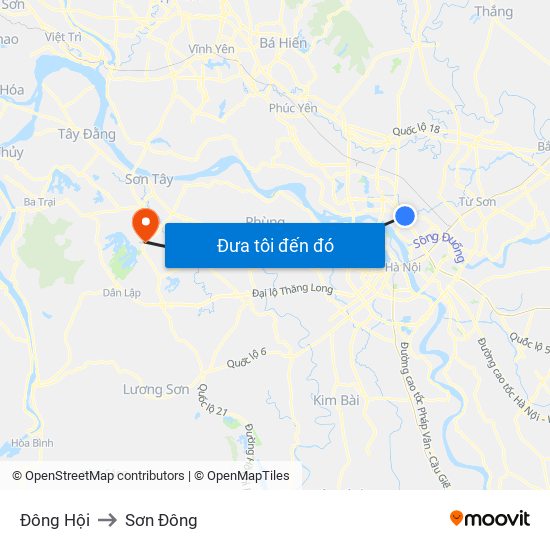 Đông Hội to Sơn Đông map