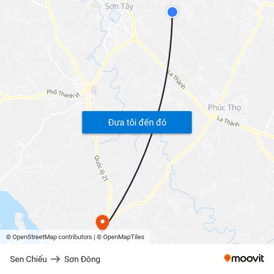 Sen Chiểu to Sơn Đông map