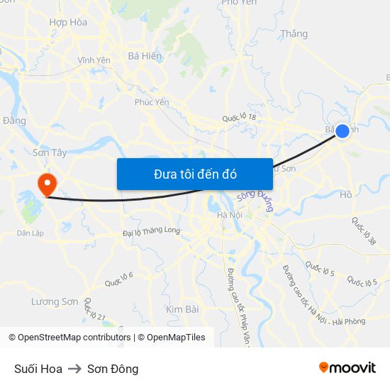 Suối Hoa to Sơn Đông map