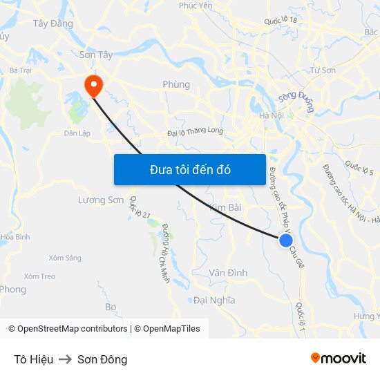 Tô Hiệu to Sơn Đông map