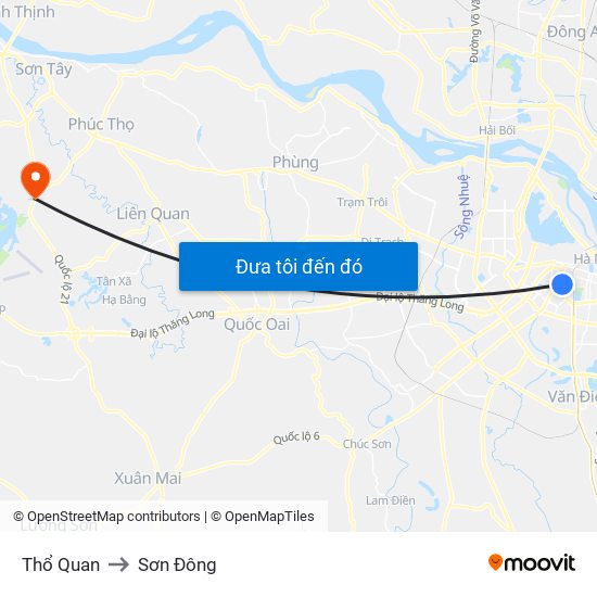 Thổ Quan to Sơn Đông map