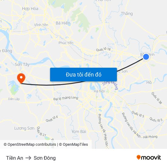 Tiền An to Sơn Đông map