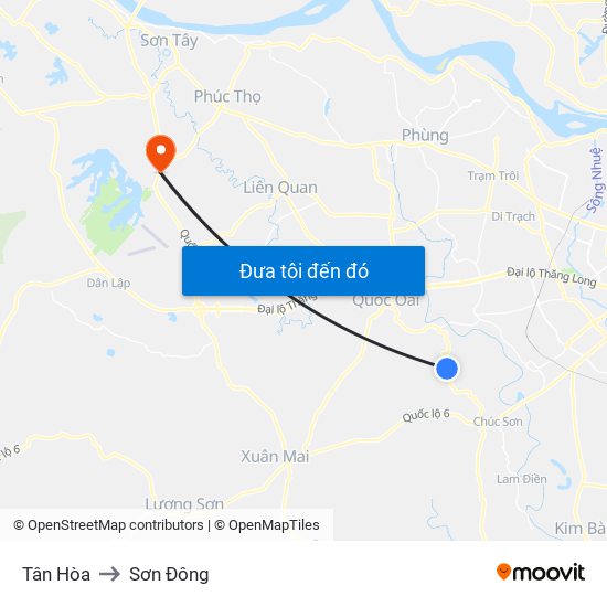 Tân Hòa to Sơn Đông map