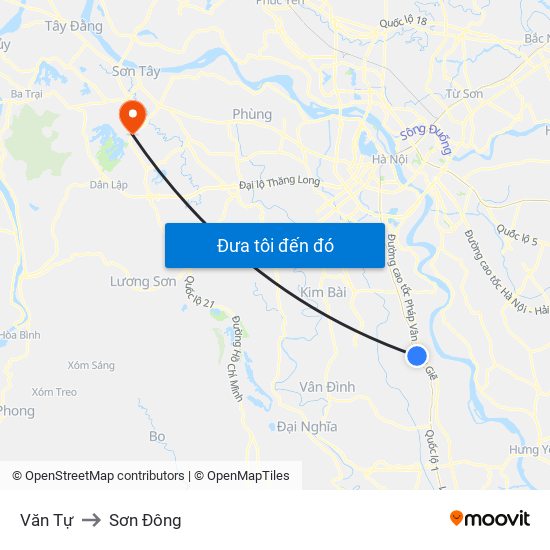 Văn Tự to Sơn Đông map