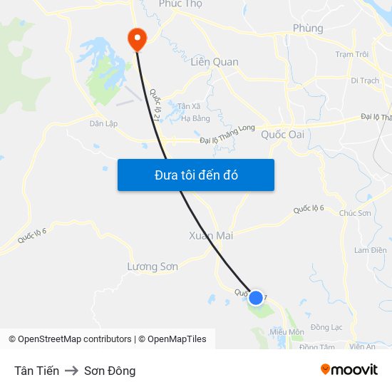 Tân Tiến to Sơn Đông map