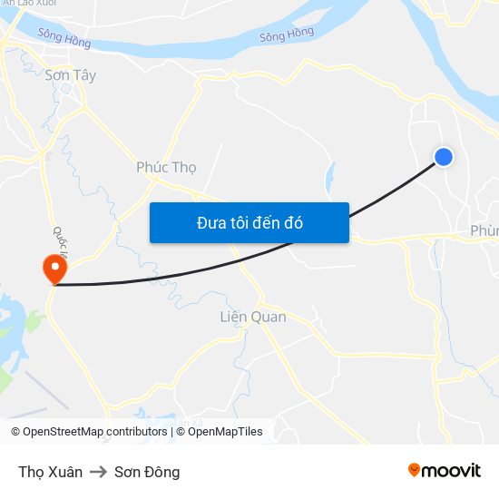 Thọ Xuân to Sơn Đông map