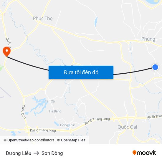 Dương Liễu to Sơn Đông map