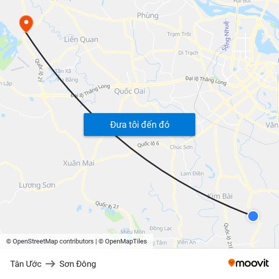 Tân Ước to Sơn Đông map