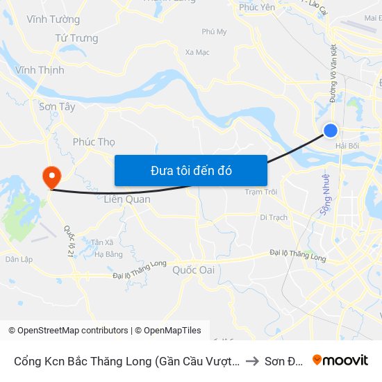 Cổng Kcn Bắc Thăng Long (Gần Cầu Vượt Bộ Hành) to Sơn Đông map